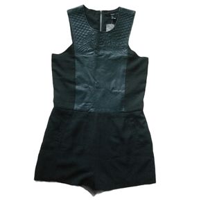 NWT Black romper with detailed leather